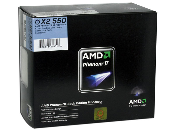Procesador AMD Phenom II X2 550 Black Edition, 3.1GHz, Cache L2 2x512KB, L3 6MB, Socket AM3, Dual-Core, 80W.