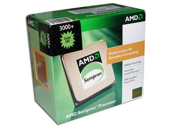 Procesador AMD Sempron 3000+, a 1.6 Ghz, L2 cache 256KB, Socket AM2, en caja.
