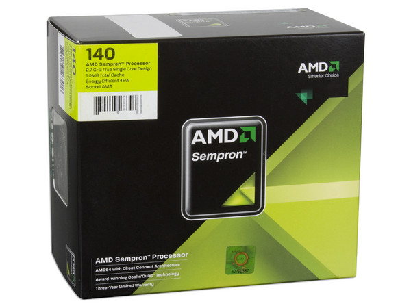 Procesador AMD Sempron 140, 2.7GHz, Cache L2 1MB, Socket AM3, Single Core. Bajo Consumo 45Watts.