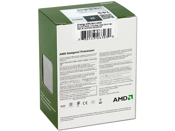 Procesador AMD Sempron 145, 2.8GHz, Caché L2 1MB, Socket AM3, Single Core. Bajo Consumo 45 Watts.