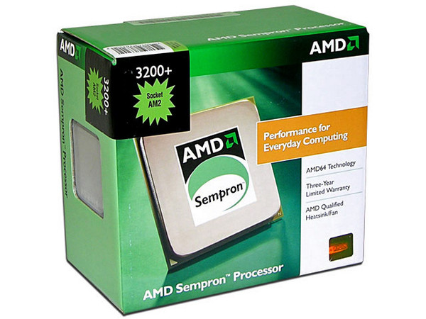 Procesador AMD Sempron 3200+, a 1.8 Ghz, L2 cache 128KB, Socket AM2, en caja.