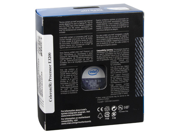 Procesador Intel Celeron E3200 (Dual Core) a 2.4GHz, Socket 775, BUS de 800MHz, 1MB en Cache L2