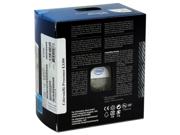 Procesador Intel Celeron E3300 (Dual Core) a 2.5 GHz, Socket 775, BUS de 800MHz, 1MB L2 Cache