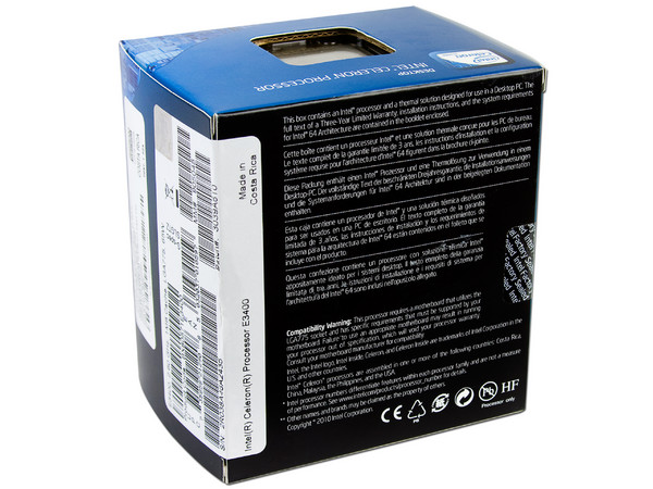 Procesador Intel Celeron E3400 (Dual Core) a 2.6 GHz, Socket 775, BUS de 800MHz, 1MB L2 Caché