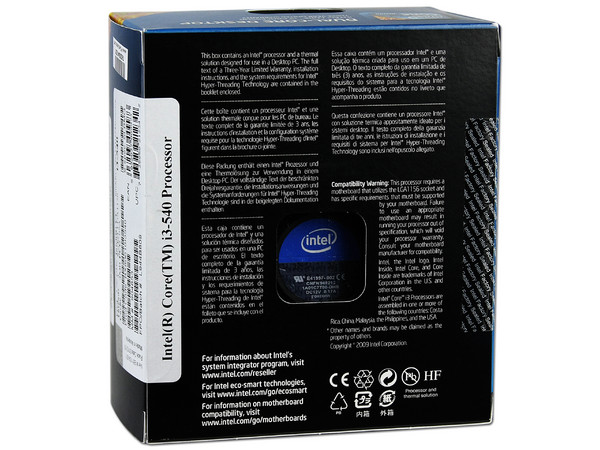 Procesador Intel Core i3  540 a 3.06 GHz con  Intel HD Graphics, Socket 1156, L3 Cache 4MB, Dual-Core, 32nm.