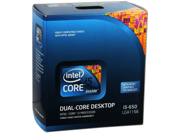 Procesador Intel Core i5 650 a 3.2 GHz con Intel HD Graphics,  Socket 1156, L3 Cache 4MB, Dual-Core, 32nm