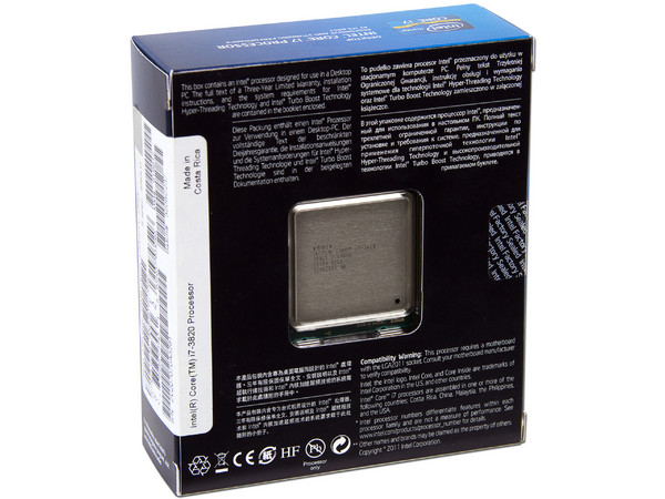 Procesador Intel Core i7-3820 a 3.6 GHz (3.8GHz Turbo), Socket 2011, L3 Caché 10MB, Quad-Core, 32nm.