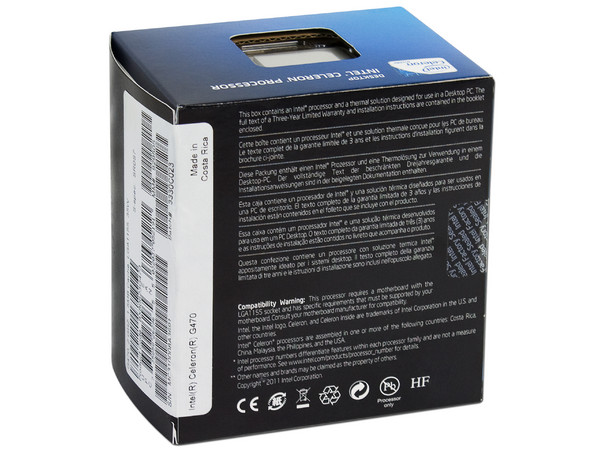 Procesador Intel Celeron G470 a 2.0 GHz con Intel HD Graphics, Socket 1155, Caché 1.5 MB, Single-Core, 32nm.