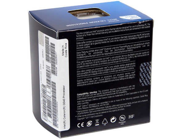 Procesador Intel Celeron G540 a 2.5 GHz con Intel HD Graphics, Socket 1155, L3 Cache 2MB