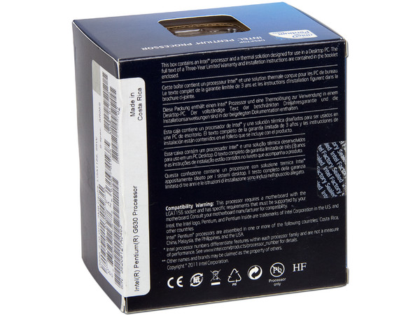 Procesador Intel Pentium G630 a 2.7 GHz con Intel HD Graphics, Socket 1155, L3 Cache 3MB