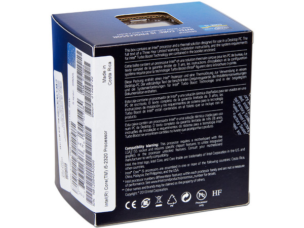 Procesador Intel Core i5-2320 a 3.0 GHz (3.3GHz Turbo Boost) con Intel HD Graphics 2000, Socket 1155, L3 Cache 6MB, Quad-Core, 32nm