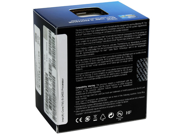 Procesador Intel Core i5 2400 a 3.1GHz (3.4GHz Turbo Boost) con Intel HD Graphics 2000, Socket 1155, L3 Cache 6MB, Quad-Core, 32nm