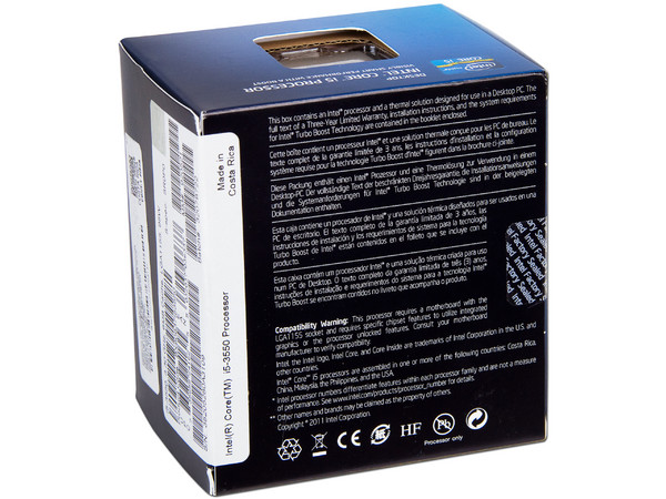 Procesador Intel Core i5-3550 de Tercera Generación, 3.3 GHz (3.7GHz Turbo) con Intel HD Graphics 2500, Socket 1155, L3 Cache 6MB, Quad-Core, 22nm.