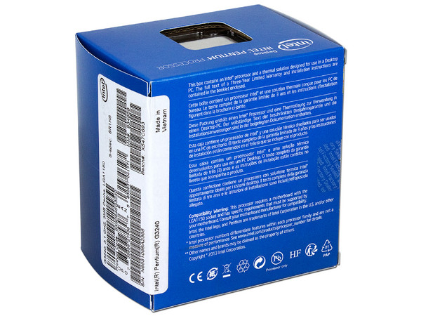 Procesador Intel Pentium G3240 a 3.10 GHz con Intel HD Graphics, Socket 1150, Caché 3 MB, Dual-Core, 22nm.