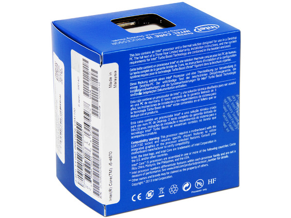 Procesador Intel Core i5-4670 de Cuarta Generación, 3.4 GHz con Intel HD Graphics 4600, Socket 1150, L3 Caché 6 MB, Quad-Core, 22nm.
