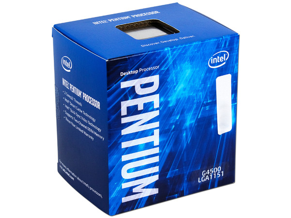 Procesador Intel Pentium G4500 de Sexta Generación, 3.5 GHz con Intel HD Graphics 530, Socket 1151, L3 Caché 3 MB, Dual-Core, 14nm.