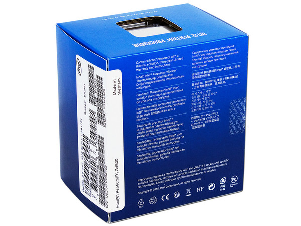 Procesador Intel Pentium G4500 de Sexta Generación, 3.5 GHz con Intel HD Graphics 530, Socket 1151, L3 Caché 3 MB, Dual-Core, 14nm.