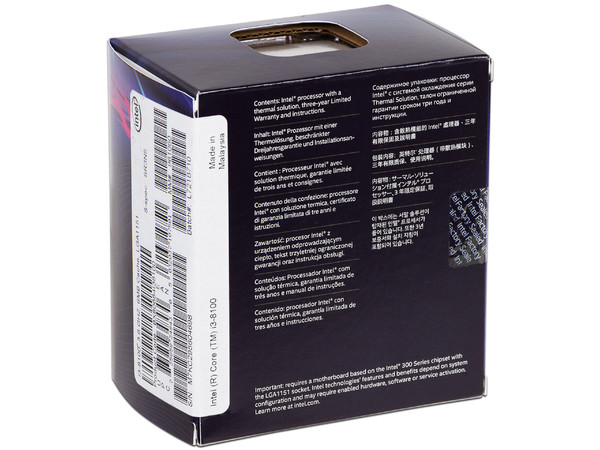 Procesador Intel Core i3-8100 de Octava Generación, 3.6 GHz con Intel UHD Graphics 630, Socket 1151, Caché 6 MB, Quad-Core, 14nm.