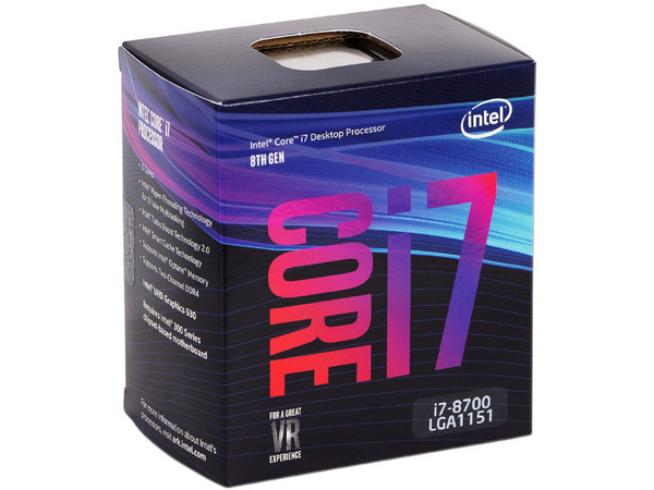 Procesador Intel Core i7-8700 de Octava Generación, 3.2 GHz (hasta 4.6 GHz) con Intel UHD Graphics 630, Socket 1151, Caché 12 MB, Six-Core, 14nm.