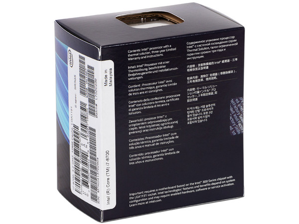 Procesador Intel Core i7-8700 de Octava Generación, 3.2 GHz (hasta 4.6 GHz) con Intel UHD Graphics 630, Socket 1151, Caché 12 MB, Six-Core, 14nm.