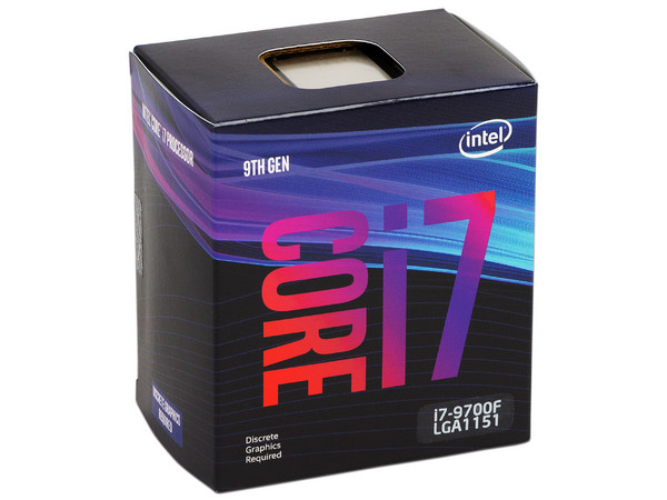 Procesador Intel Core i7-9700F de Novena Generación, 
3.0 GHz (hasta 4.7 GHz), 
Sin Gráficos Integrados y Con Disipador, 
Socket 1151, 
Caché 12 MB, Octa-Core, 14nm.