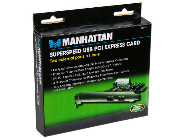 Tarjeta Controladora Manhattan con 2 puertos USB 3.0, PCI Express x1