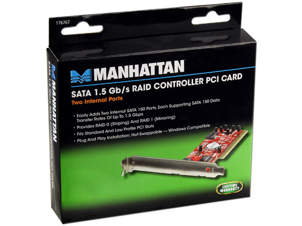 Tarjeta Controladora Manhattan con 2 puertos SATA 1.5Gb/s RAID, PCI