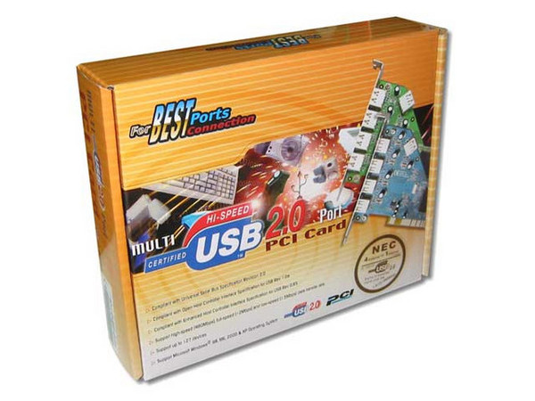 Tarjeta Controladora PCI, con 5 puertos USB 2.0 (4 externos y 1 interno)