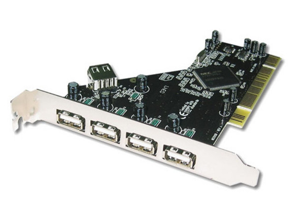 Tarjeta Controladora PCI, con 5 puertos USB 2.0 (4 externos y 1 interno)
