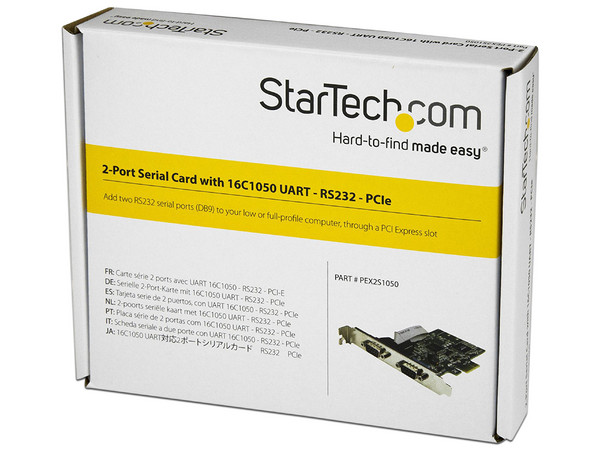 Tarjeta Serial PCI Express de 2 Puertos DB9 RS232 con UART 16C1050