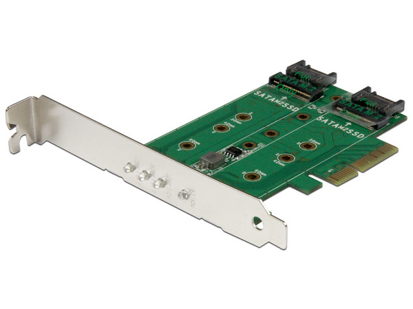 Tarjeta Adaptadora PCI Express 3.0 de 3 Puertos M.2 para SSD, 1x NVMe, 2x SATA III