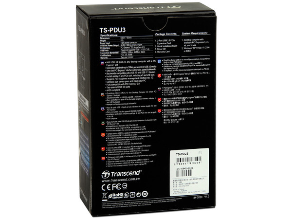 Tarjeta Controladora PCI Express 2.0 Transcend, con 2 puertos USB 3.0