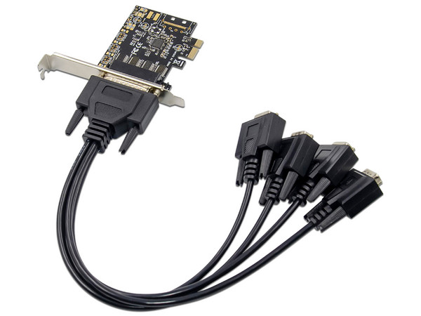 Tarjeta PCI Express X-Media XM-PEX-4S con 4 puertos seriales DB9 RS232, hasta 115Kbps.