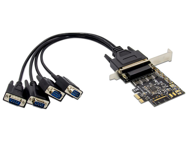 Tarjeta PCI Express X-Media XM-PEX-4S con 4 puertos seriales DB9 RS232, hasta 115Kbps.