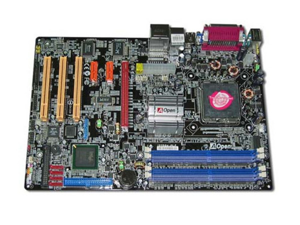 T. Madre AOpen i915Ga-PLF, ChipSet 915G,
Soporta: Intel LGA775 (90nm) FSB 800MHz,
Integrado: Video, Audio y Red,
Memoria: DDR 400, 4 Bancos, 4GB Max,
Diseño: ATX, Ptos: 1 x PCI Express x16;
2x PCI Express x1; 3 x PCI