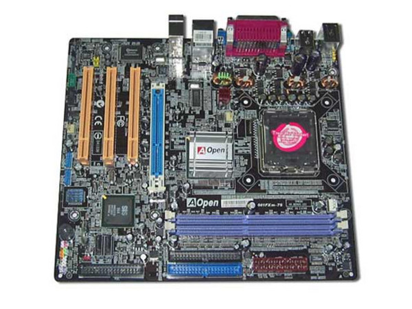 T. Madre AOpen s661FXm-7S, ChipSet SiS661FX,
Soporta: Intel LGA775 de FSB 800MHz,
Integrado: Video, Audio 5.1  y Red,
Memoria: 2 DIMM DDR 266/333/400, Max. 2GB,
Diseño: MicroATX, Ptos: 3x PCI, AGP 8X