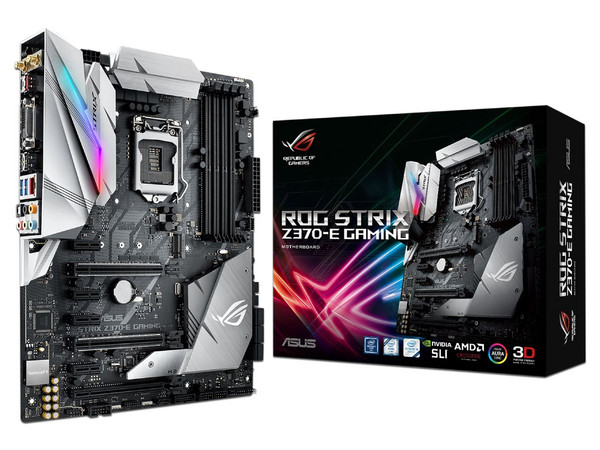 T. Madre Asus ROG STRIX Z370-E GAMING, Chipset Intel Z370,
Soporta: Core i7 / i5 / i3 de 8va Gen., Socket 1151,
Memoria: DDR4 4000(O.C.)/3333(O.C.)/2133 MHz, 64GB Max,
Integrado: Audio HD, Red,
USB 3.0 y SATA 3.0,
ATX,
Ptos: 3xPCIEx16