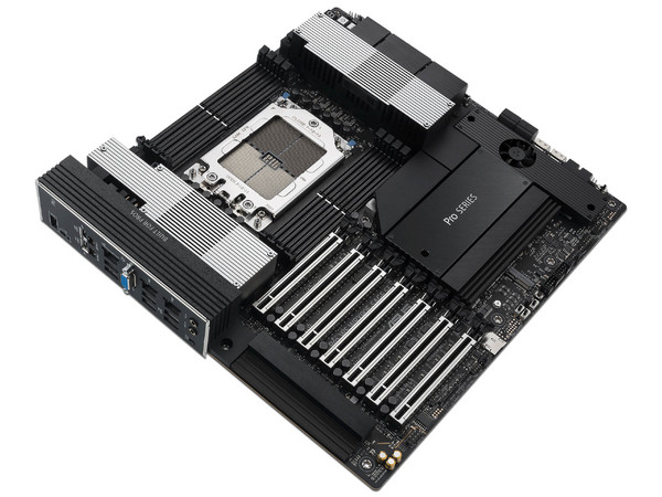 T. Madre ASUS WS WRX90E SAGE SE, 
Chipset AMD WRX90,
Segmento: Alto,
Soporta: Threadripper PRO 7000 WX-Series,
Memoria: DDR5 ECC, 2048GB Max,
Integrado: AudioHD, Red Dual 10Gb Ethernet,
USB 3.4 y SATA 3.0, M.2, EEB,
Ptos: 6xPCIE5.0x16, 1xPCIE5.0.