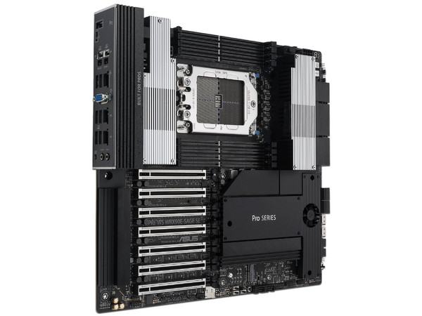 T. Madre ASUS WS WRX90E SAGE SE, 
Chipset AMD WRX90,
Segmento: Alto,
Soporta: Threadripper PRO 7000 WX-Series,
Memoria: DDR5 ECC, 2048GB Max,
Integrado: AudioHD, Red Dual 10Gb Ethernet,
USB 3.4 y SATA 3.0, M.2, EEB,
Ptos: 6xPCIE5.0x16, 1xPCIE5.0.