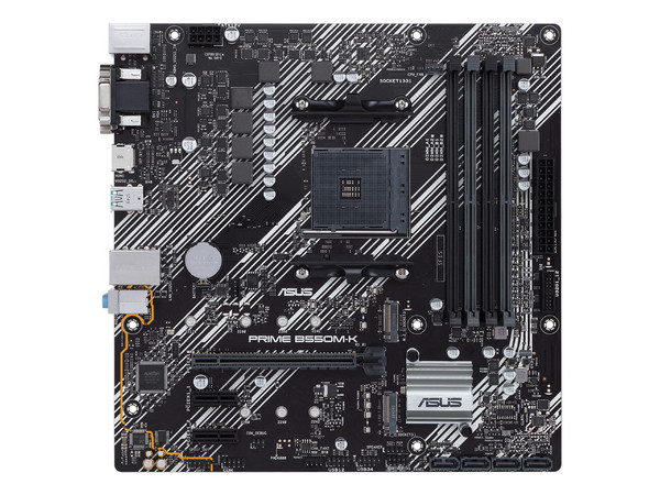 T. Madre ASUS PRIME B550M-K:
Chipset AMD B550,
Segmento Medio,
Soporta: AMD Ryzen 3ra, 4ta y 5ta Generación, Socket AM4,
Memoria: DDR4 4600/3866/2133 MHz, 128GB Max,
Integrado: Audio HD, Red, USB 3.0, SATA 3.0, M.2,
Micro-ATX, Ptos: 1xPCIE 4.0 x16