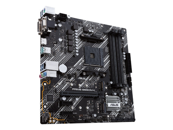 T. Madre ASUS PRIME B550M-K:
Chipset AMD B550,
Segmento Medio,
Soporta: AMD Ryzen 3ra, 4ta y 5ta Generación, Socket AM4,
Memoria: DDR4 4600/3866/2133 MHz, 128GB Max,
Integrado: Audio HD, Red, USB 3.0, SATA 3.0, M.2,
Micro-ATX, Ptos: 1xPCIE 4.0 x16