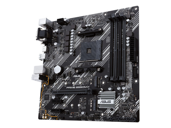 T. Madre ASUS PRIME B550M-K:
Chipset AMD B550,
Segmento Medio,
Soporta: AMD Ryzen 3ra, 4ta y 5ta Generación, Socket AM4,
Memoria: DDR4 4600/3866/2133 MHz, 128GB Max,
Integrado: Audio HD, Red, USB 3.0, SATA 3.0, M.2,
Micro-ATX, Ptos: 1xPCIE 4.0 x16