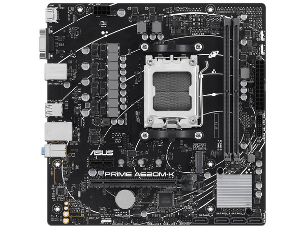 T. Madre ASUS PRIME A620M-K,
Chipset AMD A620,
Segmento: Básico,
Soporta: AMD Ryzen 7000 Series, Socket AM5,
Memoria: DDR5 6400/6200, 64GB Max,
Audio HD, Red,
USB 3.2 Gen 1 y SATA 6Gb/s, M.2 PCIe 4.0,
Micro-ATX, Ptos: 1xPCIe 4.0 x16, 1xPCIe 3.0