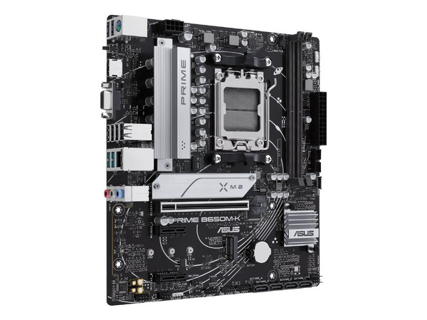 T. Madre ASUS PRIME B650M-K:
Chipset AMD B650,
Segmento: Alto,
Soporta: Procesadores AMD Ryzen Serie 8000 y 9000, Socket AM5,
Memoria: DDR5 6400MHz, 96GB Max,
Integrado: HDMI 2.1, Audio HD, USB,
Micro ATX, Ptos: 1xPCIE4.0x16.