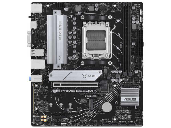 T. Madre ASUS PRIME B650M-K:
Chipset AMD B650,
Segmento: Alto,
Soporta: Procesadores AMD Ryzen Serie 8000 y 9000, Socket AM5,
Memoria: DDR5 6400MHz, 96GB Max,
Integrado: HDMI 2.1, Audio HD, USB,
Micro ATX, Ptos: 1xPCIE4.0x16.