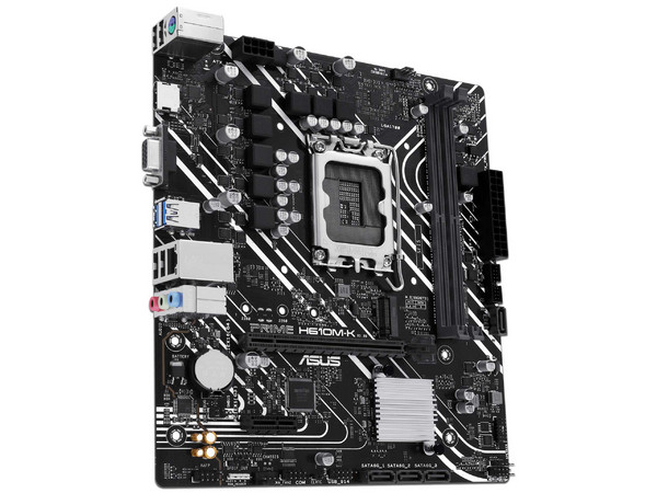 T. Madre ASUS Prime H610M-K,
Chipset Intel H610,
Segmento: Básico,
Soporta: Procesadores Intel Core 12 y 13 Gen, Socket LGA 1700,
RAM: DDR5 4800,5000,5200,5400,5600 MHz,
Almacenamiento: M.2, SATA 3.0,
Audio HD, Red,
Micro-ATX, Ptos: 1x PCIe 4.0 x16