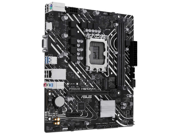 T. Madre ASUS Prime H610M-K,
Chipset Intel H610,
Segmento: Básico,
Soporta: Procesadores Intel Core 12 y 13 Gen, Socket LGA 1700,
RAM: DDR5 4800,5000,5200,5400,5600 MHz,
Almacenamiento: M.2, SATA 3.0,
Audio HD, Red,
Micro-ATX, Ptos: 1x PCIe 4.0 x16