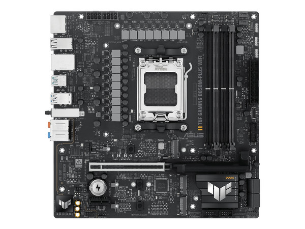 T. Madre ASUS TUF Gaming B850M-PLUS WiFi, 
Chipset AMD B850,
Segmento: Alto/Gamer,
Soporta Ryzen 9000, 8000 y 7000, Socket AM5,
RAM: 8000 DDR5 hasta 256 GB,
Integrado: Audio HD, Red y Wi-Fi 6,
USB 3.2, SATA 3.0, M.2,
Micro-ATX, Ptos: PCIe 5.0 x16.