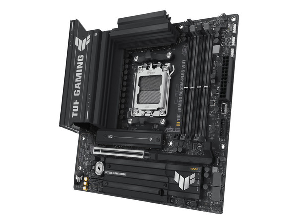 T. Madre ASUS TUF Gaming B850M-PLUS WiFi, 
Chipset AMD B850,
Segmento: Alto/Gamer,
Soporta Ryzen 9000, 8000 y 7000, Socket AM5,
RAM: 8000 DDR5 hasta 256 GB,
Integrado: Audio HD, Red y Wi-Fi 6,
USB 3.2, SATA 3.0, M.2,
Micro-ATX, Ptos: PCIe 5.0 x16.
