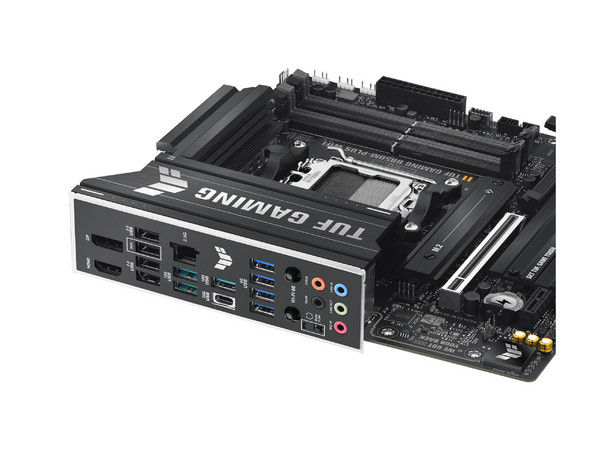 T. Madre ASUS TUF Gaming B850M-PLUS WiFi, 
Chipset AMD B850,
Segmento: Alto/Gamer,
Soporta Ryzen 9000, 8000 y 7000, Socket AM5,
RAM: 8000 DDR5 hasta 256 GB,
Integrado: Audio HD, Red y Wi-Fi 6,
USB 3.2, SATA 3.0, M.2,
Micro-ATX, Ptos: PCIe 5.0 x16.